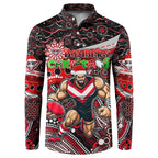 Merry Christmas AFL Bombers Button Sweatshirt Aboriginal Santa Football Mascot