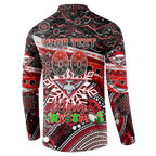 Merry Christmas AFL Bombers Button Sweatshirt Aboriginal Santa Football Mascot