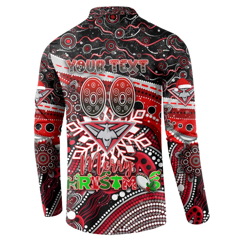 Merry Christmas AFL Bombers Button Sweatshirt Aboriginal Santa Football Mascot