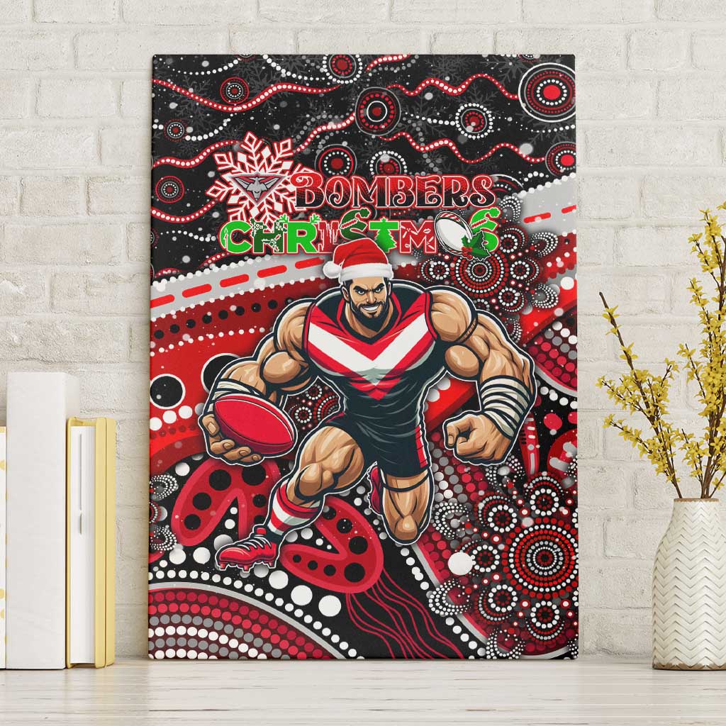 Merry Christmas AFL Bombers Canvas Wall Art Aboriginal Santa Football Mascot