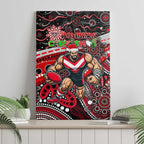 Merry Christmas AFL Bombers Canvas Wall Art Aboriginal Santa Football Mascot