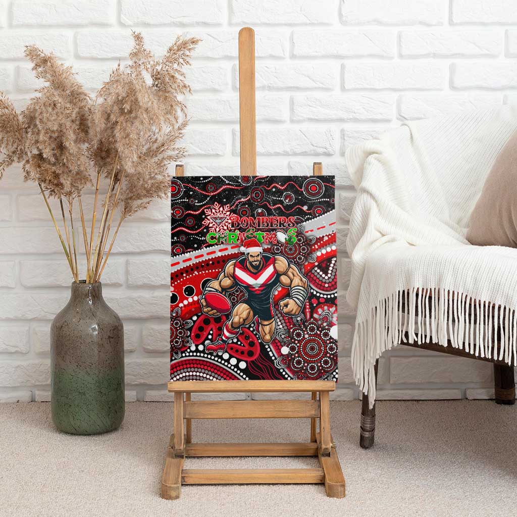 Merry Christmas AFL Bombers Canvas Wall Art Aboriginal Santa Football Mascot