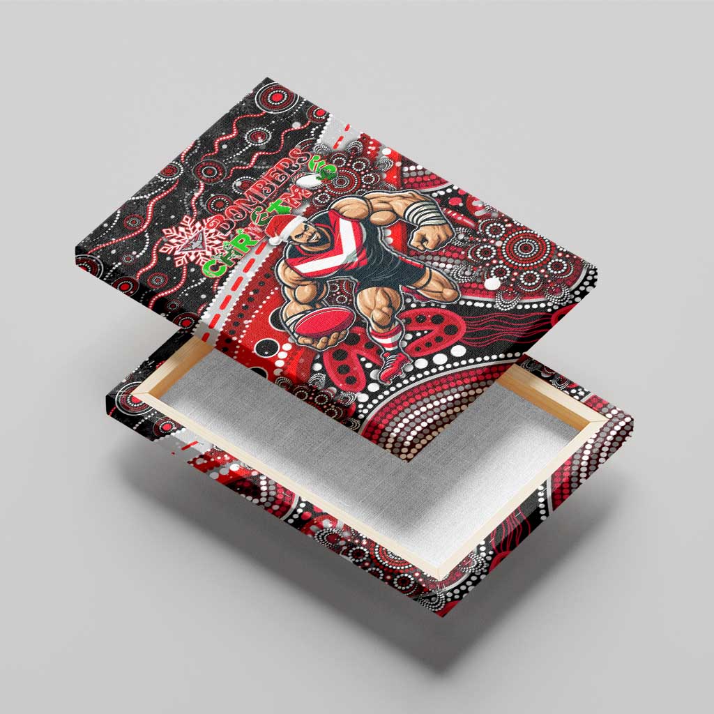 Merry Christmas AFL Bombers Canvas Wall Art Aboriginal Santa Football Mascot
