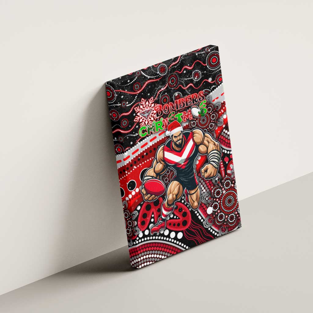 Merry Christmas AFL Bombers Canvas Wall Art Aboriginal Santa Football Mascot
