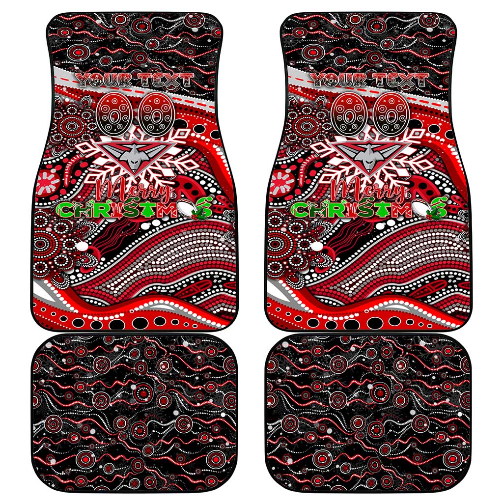 Merry Christmas AFL Bombers Car Mats Aboriginal Santa Football Mascot