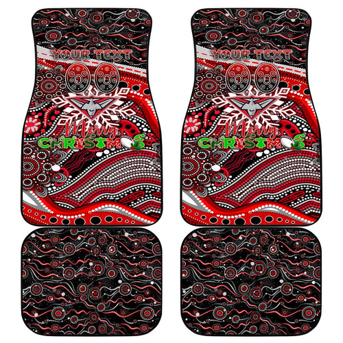 Merry Christmas AFL Bombers Car Mats Aboriginal Santa Football Mascot