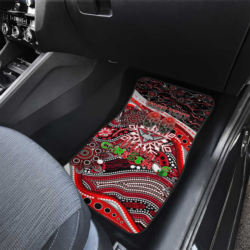 Merry Christmas AFL Bombers Car Mats Aboriginal Santa Football Mascot