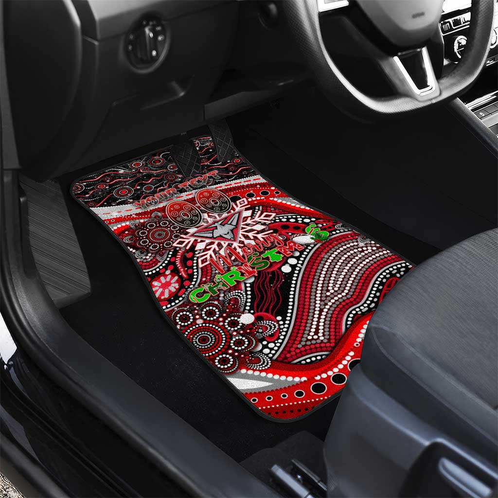 Merry Christmas AFL Bombers Car Mats Aboriginal Santa Football Mascot