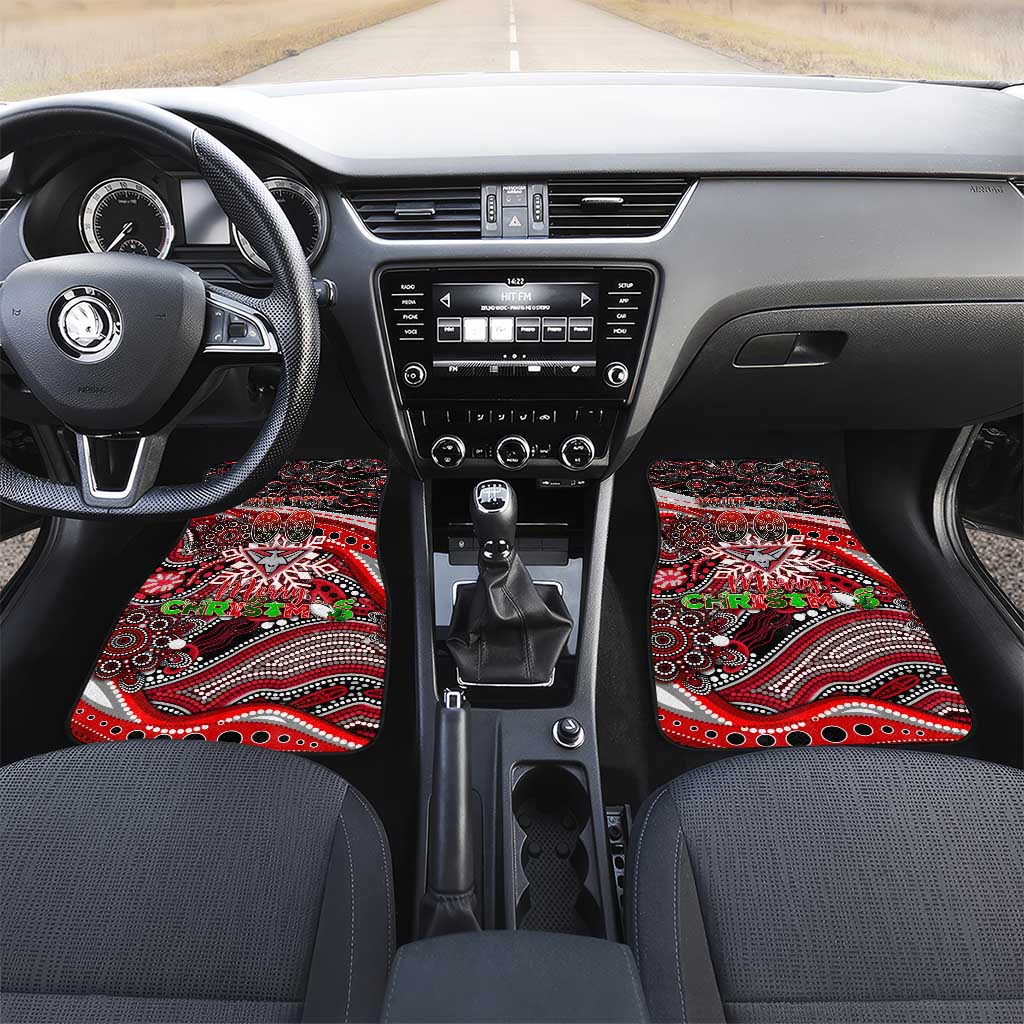 Merry Christmas AFL Bombers Car Mats Aboriginal Santa Football Mascot