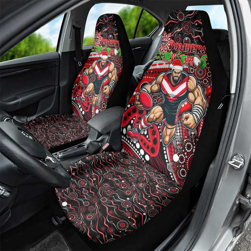 Merry Christmas AFL Bombers Car Seat Cover Aboriginal Santa Football Mascot