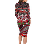 Merry Christmas AFL Bombers Family Matching Long Sleeve Bodycon Dress and Hawaiian Shirt Aboriginal Santa Football Mascot