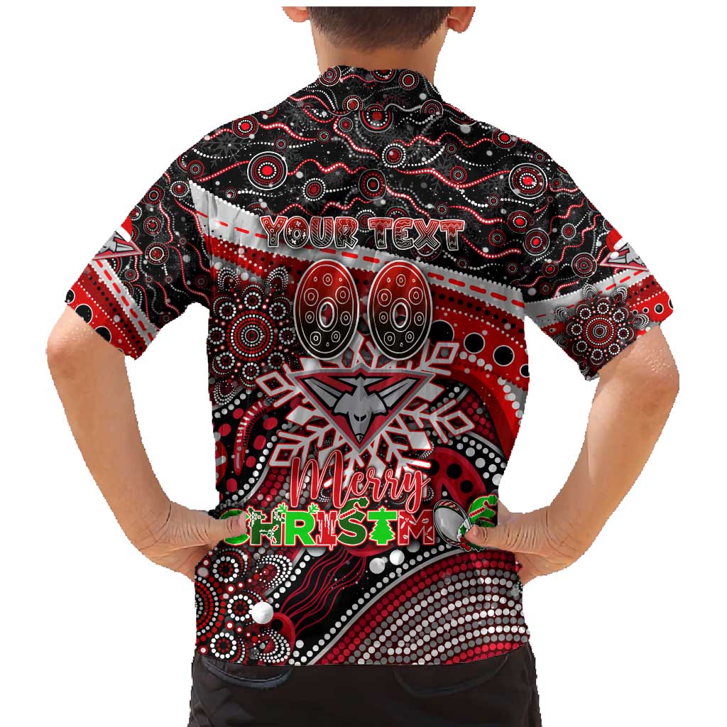 Merry Christmas AFL Bombers Family Matching Mermaid Dress and Hawaiian Shirt Aboriginal Santa Football Mascot