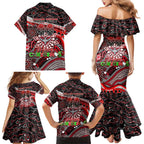 Merry Christmas AFL Bombers Family Matching Mermaid Dress and Hawaiian Shirt Aboriginal Santa Football Mascot