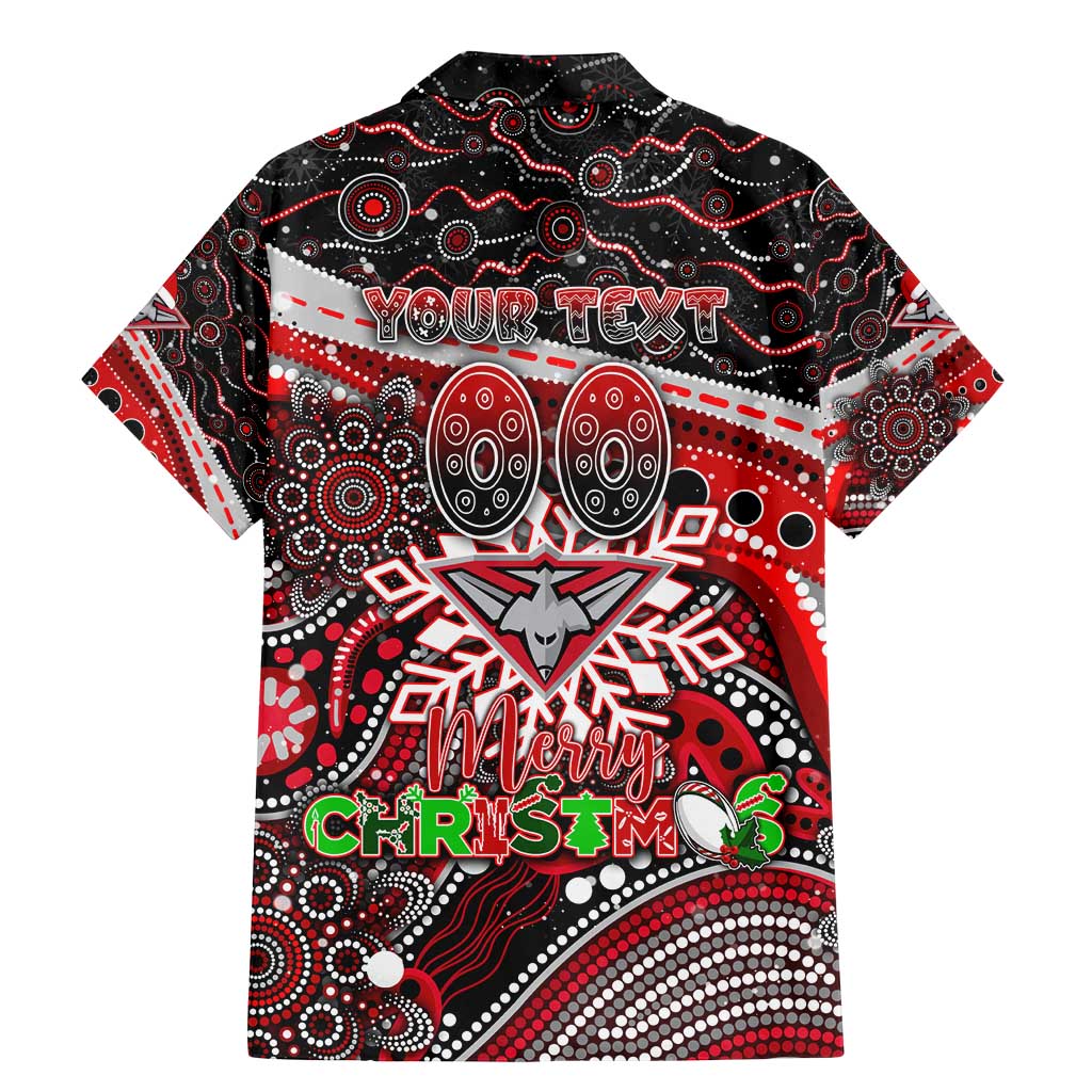 Merry Christmas AFL Bombers Family Matching Mermaid Dress and Hawaiian Shirt Aboriginal Santa Football Mascot
