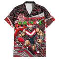 Merry Christmas AFL Bombers Family Matching Off The Shoulder Long Sleeve Dress and Hawaiian Shirt Aboriginal Santa Football Mascot