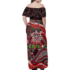 Merry Christmas AFL Bombers Family Matching Off Shoulder Maxi Dress and Hawaiian Shirt Aboriginal Santa Football Mascot