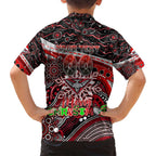 Merry Christmas AFL Bombers Family Matching Off Shoulder Short Dress and Hawaiian Shirt Aboriginal Santa Football Mascot