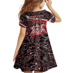 Merry Christmas AFL Bombers Family Matching Off Shoulder Short Dress and Hawaiian Shirt Aboriginal Santa Football Mascot