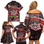 Merry Christmas AFL Bombers Family Matching Off Shoulder Short Dress and Hawaiian Shirt Aboriginal Santa Football Mascot