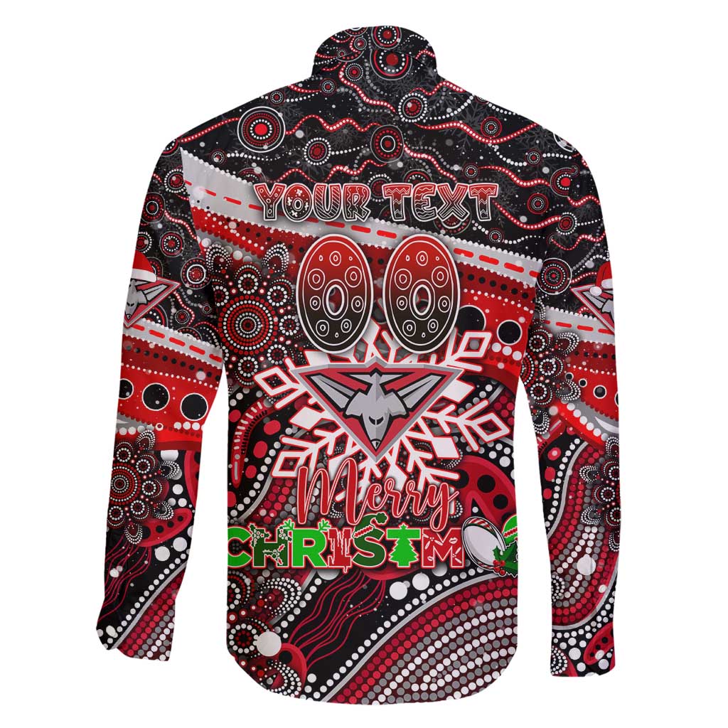 Merry Christmas AFL Bombers Family Matching Off Shoulder Short Dress and Hawaiian Shirt Aboriginal Santa Football Mascot