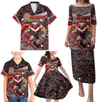 Merry Christmas AFL Bombers Family Matching Puletasi and Hawaiian Shirt Aboriginal Santa Football Mascot