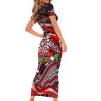 Merry Christmas AFL Bombers Family Matching Short Sleeve Bodycon Dress and Hawaiian Shirt Aboriginal Santa Football Mascot