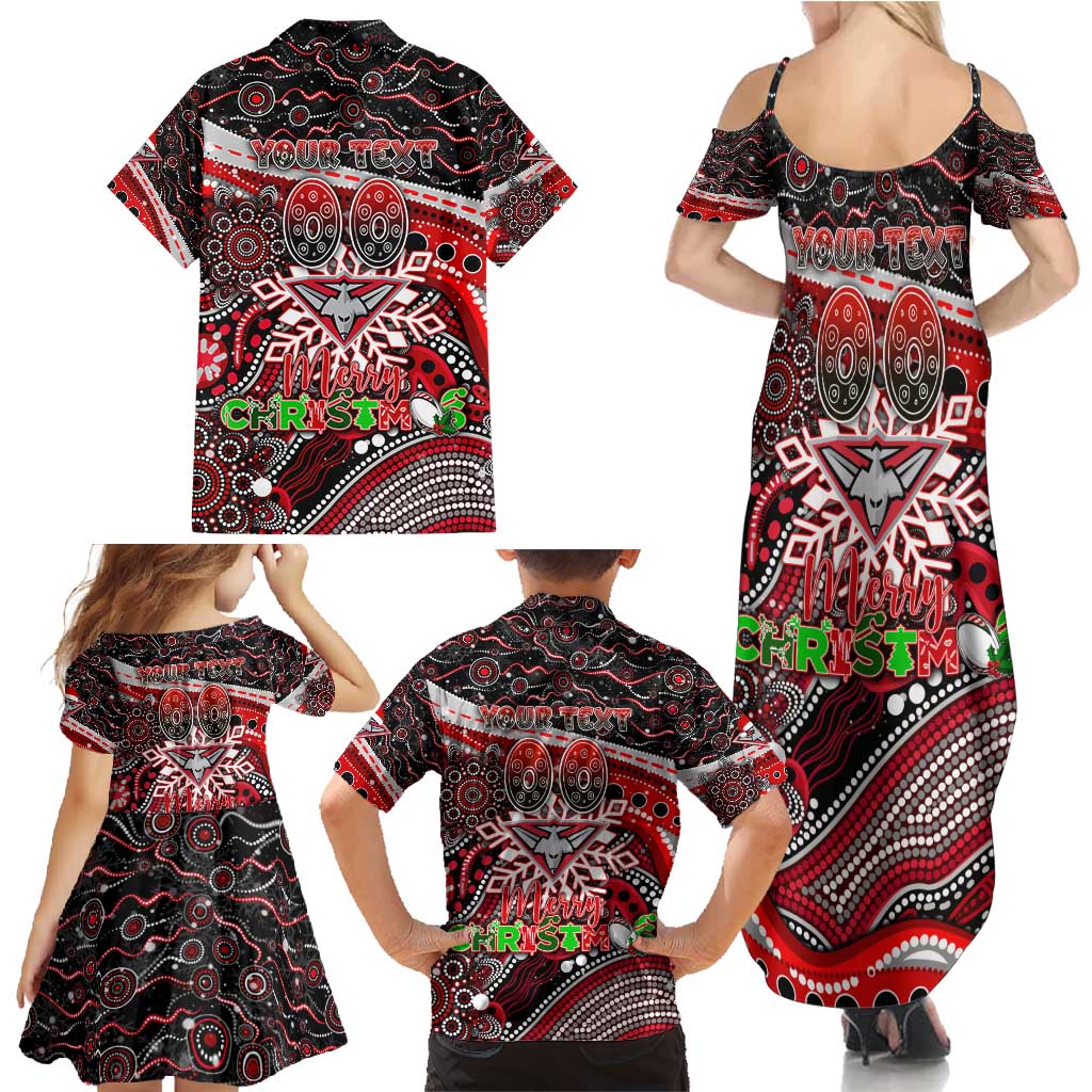 Merry Christmas AFL Bombers Family Matching Summer Maxi Dress and Hawaiian Shirt Aboriginal Santa Football Mascot