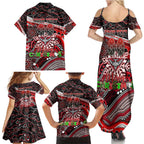 Merry Christmas AFL Bombers Family Matching Summer Maxi Dress and Hawaiian Shirt Aboriginal Santa Football Mascot