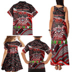 Merry Christmas AFL Bombers Family Matching Tank Maxi Dress and Hawaiian Shirt Aboriginal Santa Football Mascot