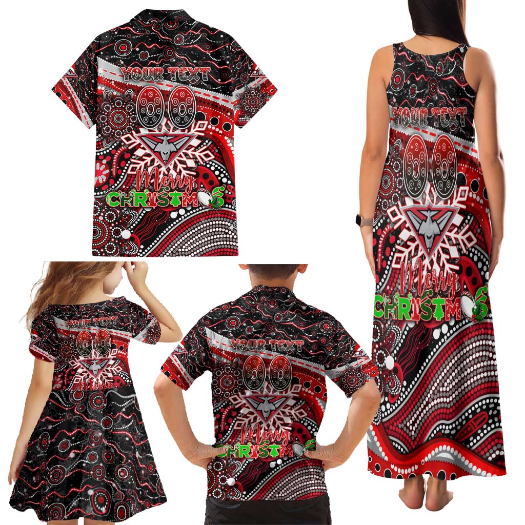 Merry Christmas AFL Bombers Family Matching Tank Maxi Dress and Hawaiian Shirt Aboriginal Santa Football Mascot