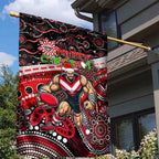 Merry Christmas AFL Bombers Garden Flag Aboriginal Santa Football Mascot