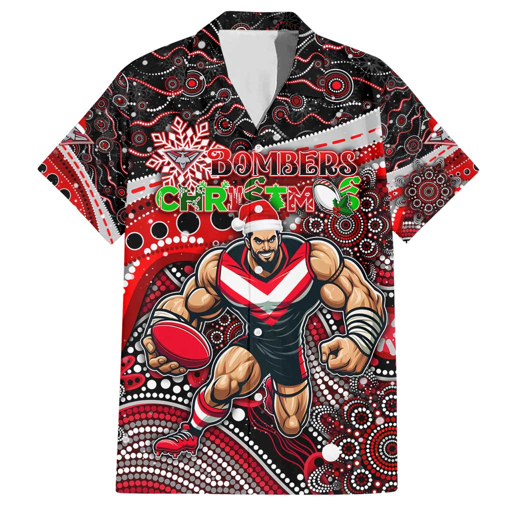 Merry Christmas AFL Bombers Hawaiian Shirt Aboriginal Santa Football Mascot
