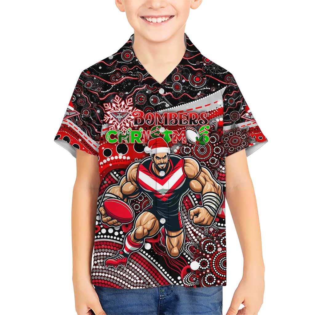 Merry Christmas AFL Bombers Hawaiian Shirt Aboriginal Santa Football Mascot