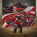 Merry Christmas AFL Bombers Hooded Blanket Aboriginal Santa Football Mascot