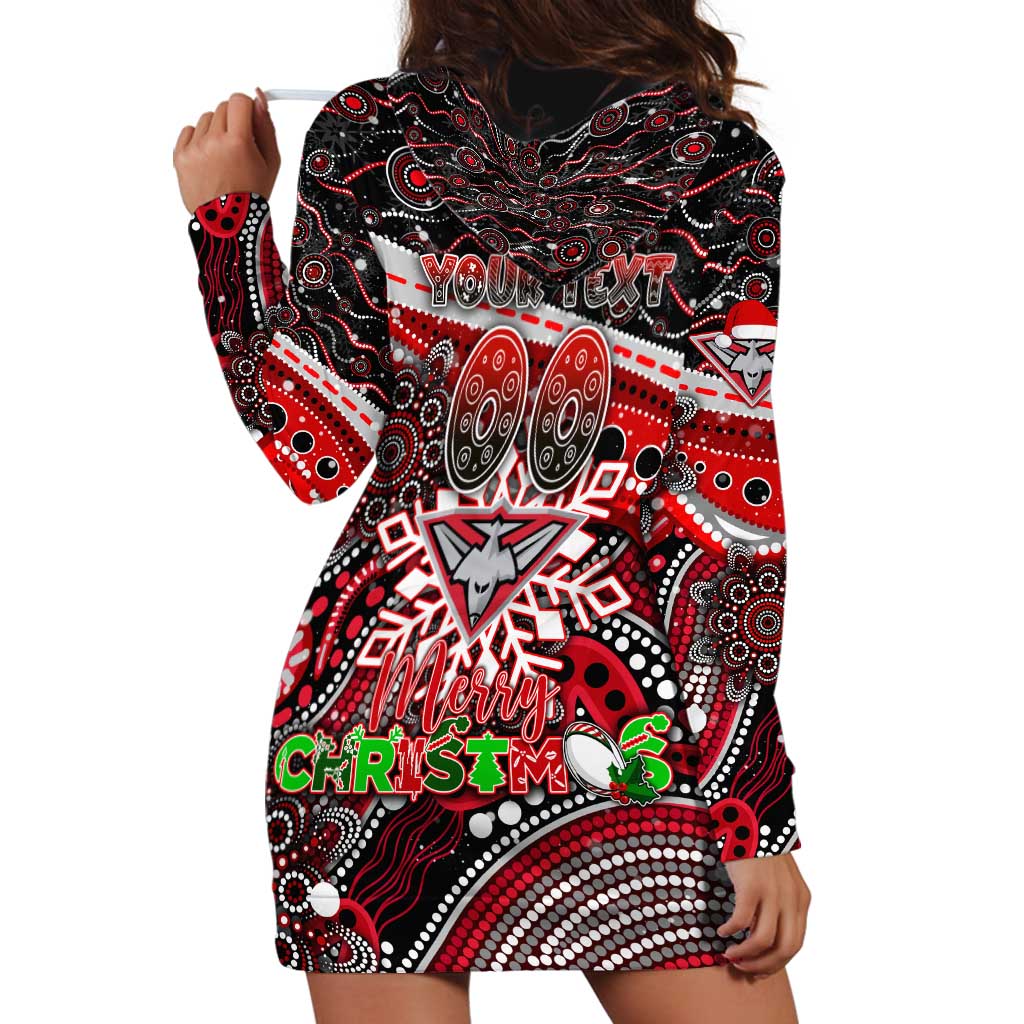 Merry Christmas AFL Bombers Hoodie Dress Aboriginal Santa Football Mascot