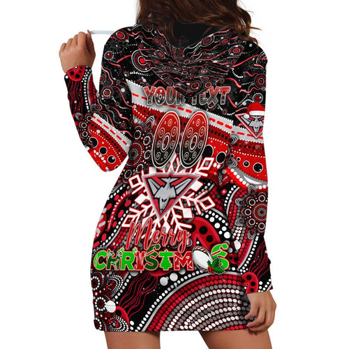 Merry Christmas AFL Bombers Hoodie Dress Aboriginal Santa Football Mascot