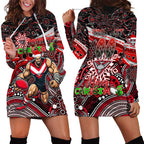 Merry Christmas AFL Bombers Hoodie Dress Aboriginal Santa Football Mascot