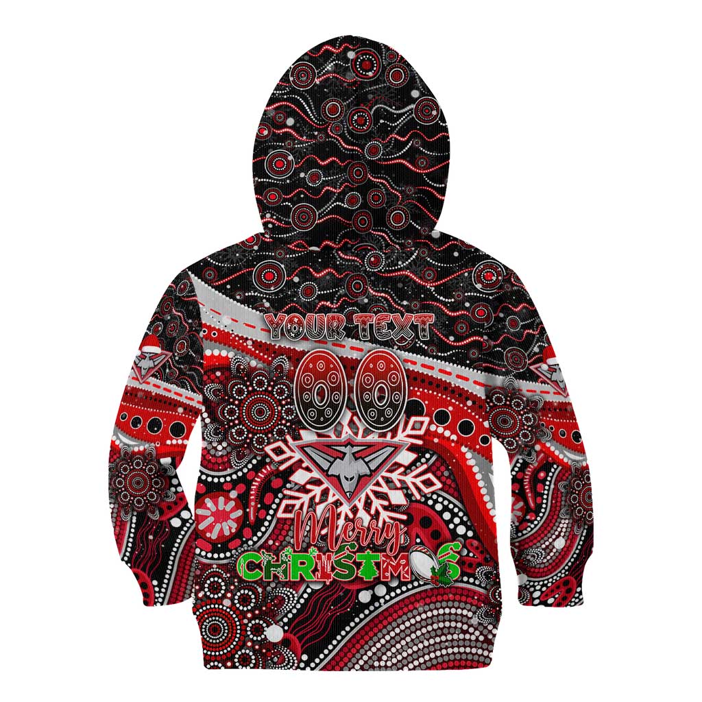Merry Christmas AFL Bombers Kid Hoodie Aboriginal Santa Football Mascot
