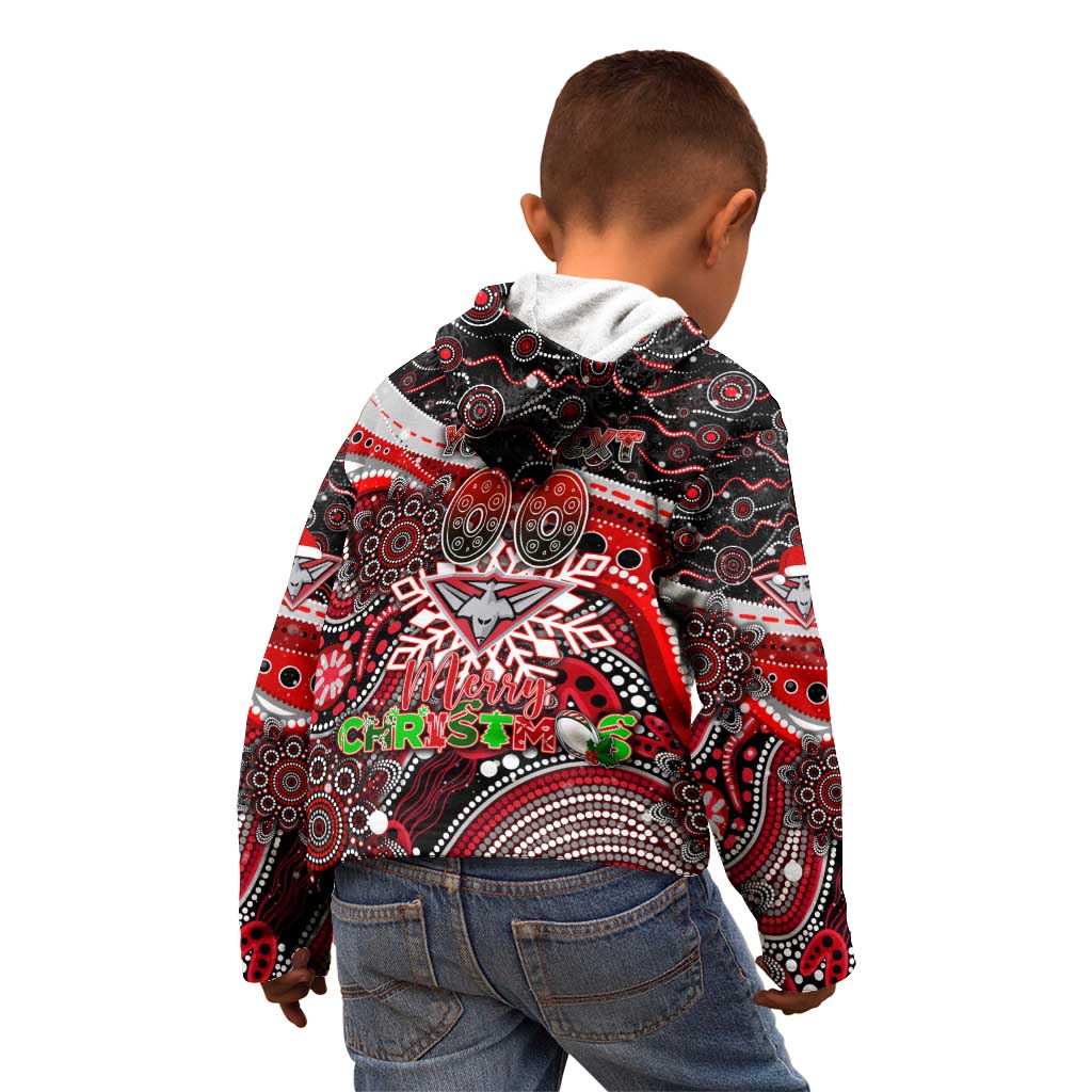 Merry Christmas AFL Bombers Kid Hoodie Aboriginal Santa Football Mascot