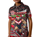 Merry Christmas AFL Bombers Kid Polo Shirt Aboriginal Santa Football Mascot