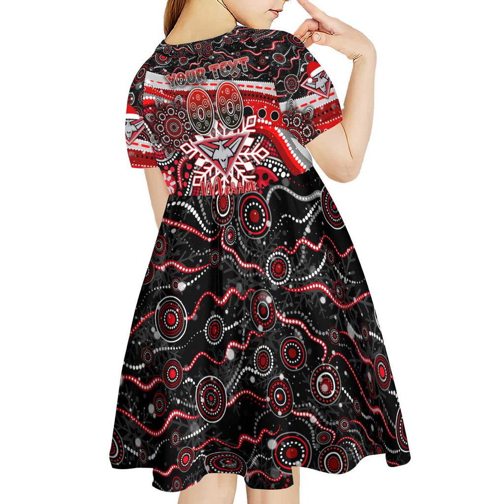 Merry Christmas AFL Bombers Kid Short Sleeve Dress Aboriginal Santa Football Mascot