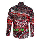 Merry Christmas AFL Bombers Long Sleeve Button Shirt Aboriginal Santa Football Mascot