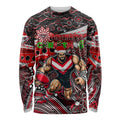 Merry Christmas AFL Bombers Long Sleeve Shirt Aboriginal Santa Football Mascot