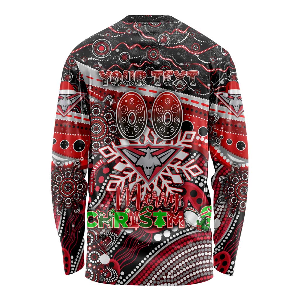 Merry Christmas AFL Bombers Long Sleeve Shirt Aboriginal Santa Football Mascot