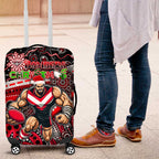 Merry Christmas AFL Bombers Luggage Cover Aboriginal Santa Football Mascot