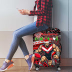 Merry Christmas AFL Bombers Luggage Cover Aboriginal Santa Football Mascot