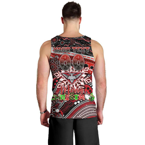 Merry Christmas AFL Bombers Men Tank Top Aboriginal Santa Football Mascot