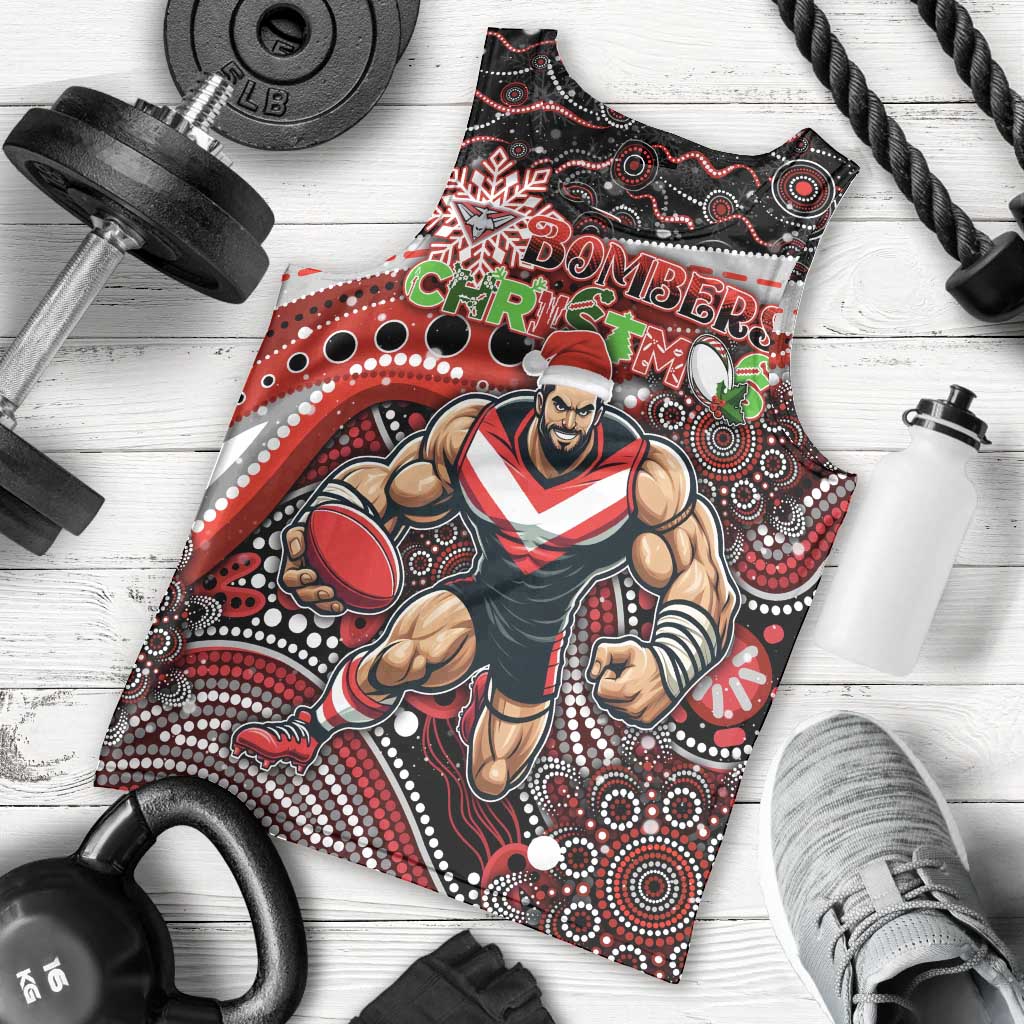 Merry Christmas AFL Bombers Men Tank Top Aboriginal Santa Football Mascot