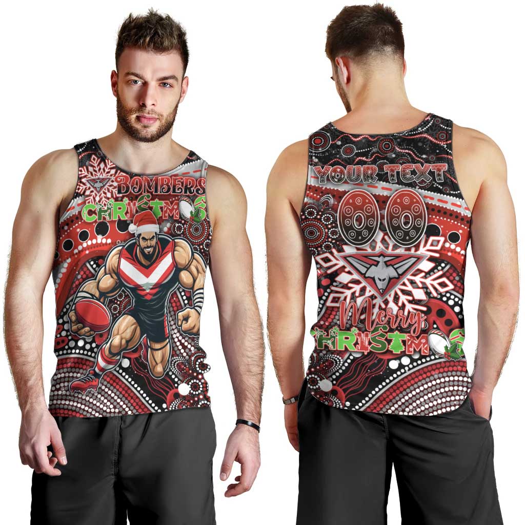 Merry Christmas AFL Bombers Men Tank Top Aboriginal Santa Football Mascot