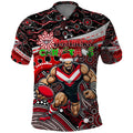 Merry Christmas AFL Bombers Polo Shirt Aboriginal Santa Football Mascot